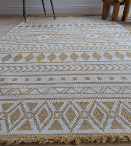 Yellow Fringed Scandi Flatweave Outdoor Rug - Casa