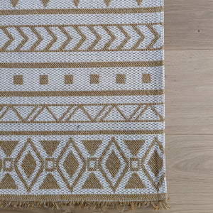 Yellow Fringed Scandi Flatweave Outdoor Rug - Casa