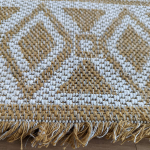 Yellow Fringed Scandi Flatweave Outdoor Rug - Casa