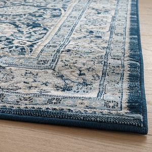 Traditional Dark Blue Vintage Living Room Rug - Denver