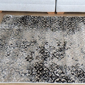 Dark Grey and Silver Vintage Area Rug - Denver