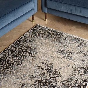 Dark Grey and Silver Vintage Area Rug - Denver