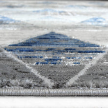 Load image into Gallery viewer, Blue Carved High Shine Geometric Rug - Holm