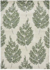 Ivory and Green Scandi Living Room Rug - Perth