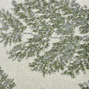 Ivory and Green Scandi Living Room Rug - Perth