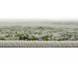 Ivory and Green Scandi Living Room Rug - Perth