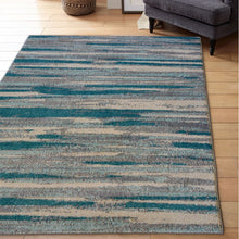 Load image into Gallery viewer, Blue Wool Look Abstract Living Room Rug - Perth