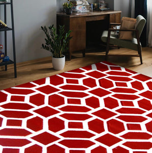 Red Carved Moroccan Living Room Rug - Mora