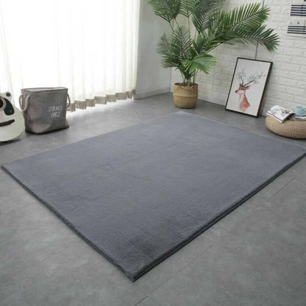 Cheap Shaggy Rabbit Faux Fur Dark Grey Rug Rugs Rugs for sale