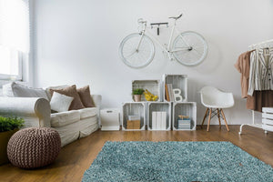 Duck Egg Blue Solid Shaggy Rug - Gallery