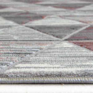 Pink and Grey Carved High Shine Living Room Rug - Holm