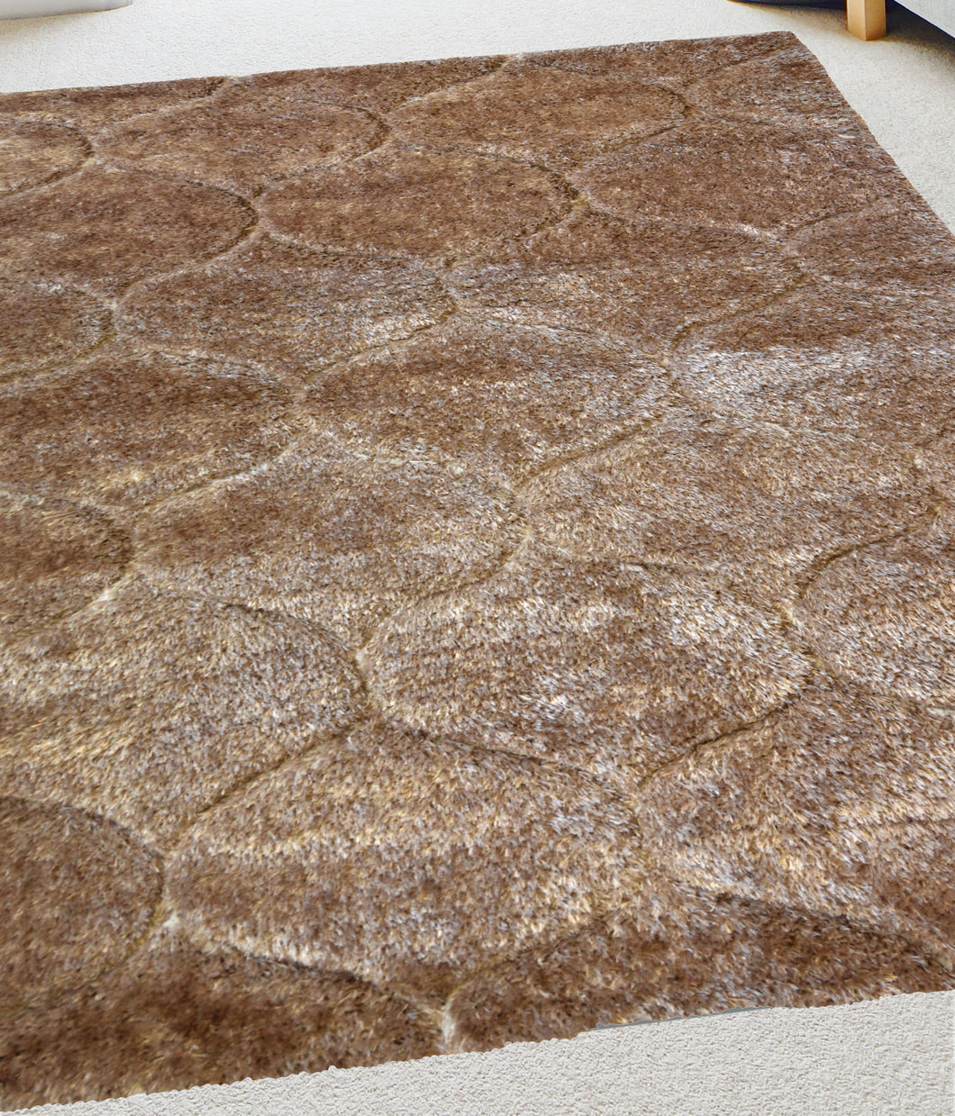 Brown Carved Washable Shaggy Rug - Kasta