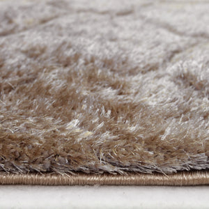 Brown Carved Washable Shaggy Rug - Kasta