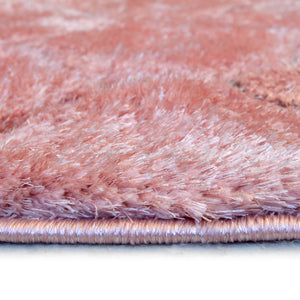 Pink Carved Washable Shaggy Rug - Kasta