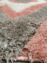 Load image into Gallery viewer, Pink and Grey Shimmering Retro Shaggy Rug - Freshno