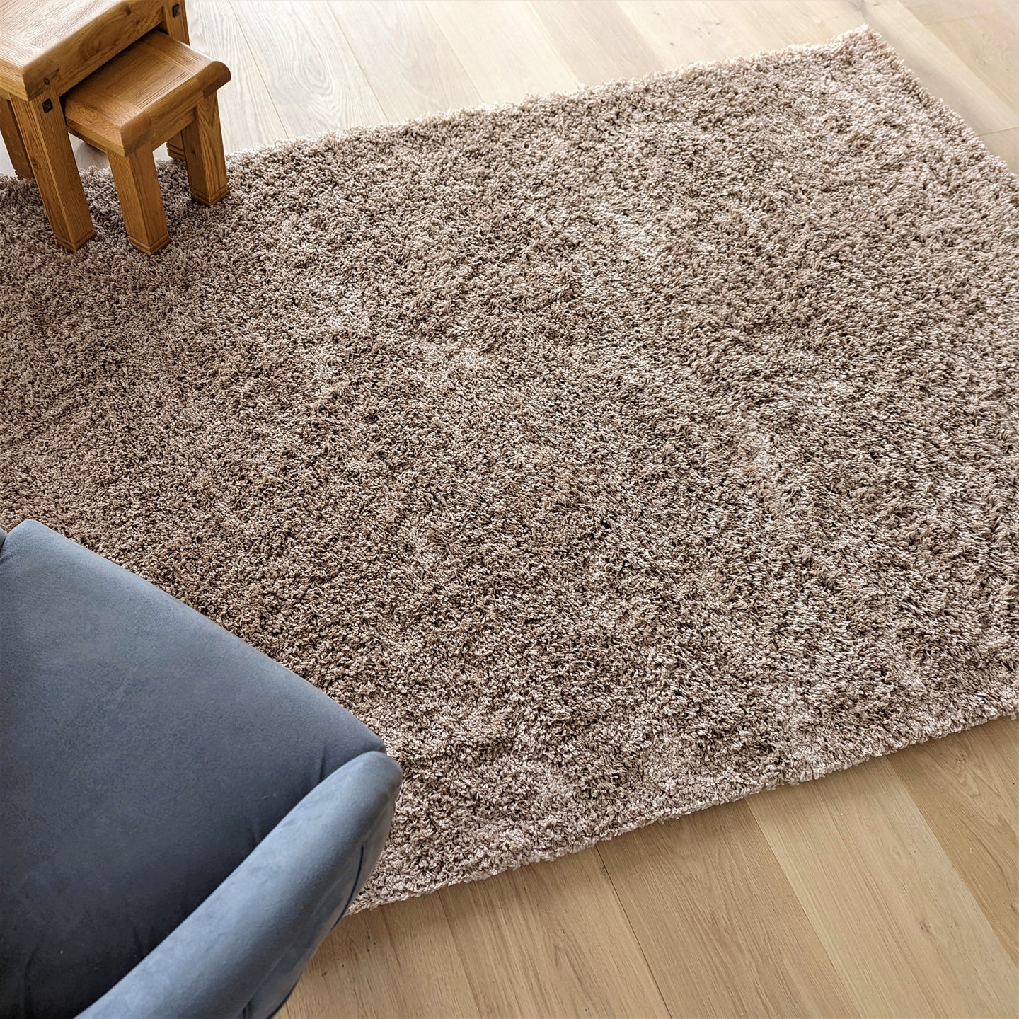 Soft Beige Plain Shaggy Rug - Gallery