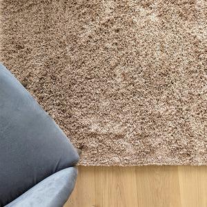 Soft Beige Plain Shaggy Rug - Gallery