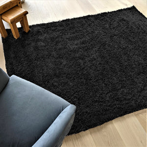 Soft Plain Black Shaggy Rug - Gallery