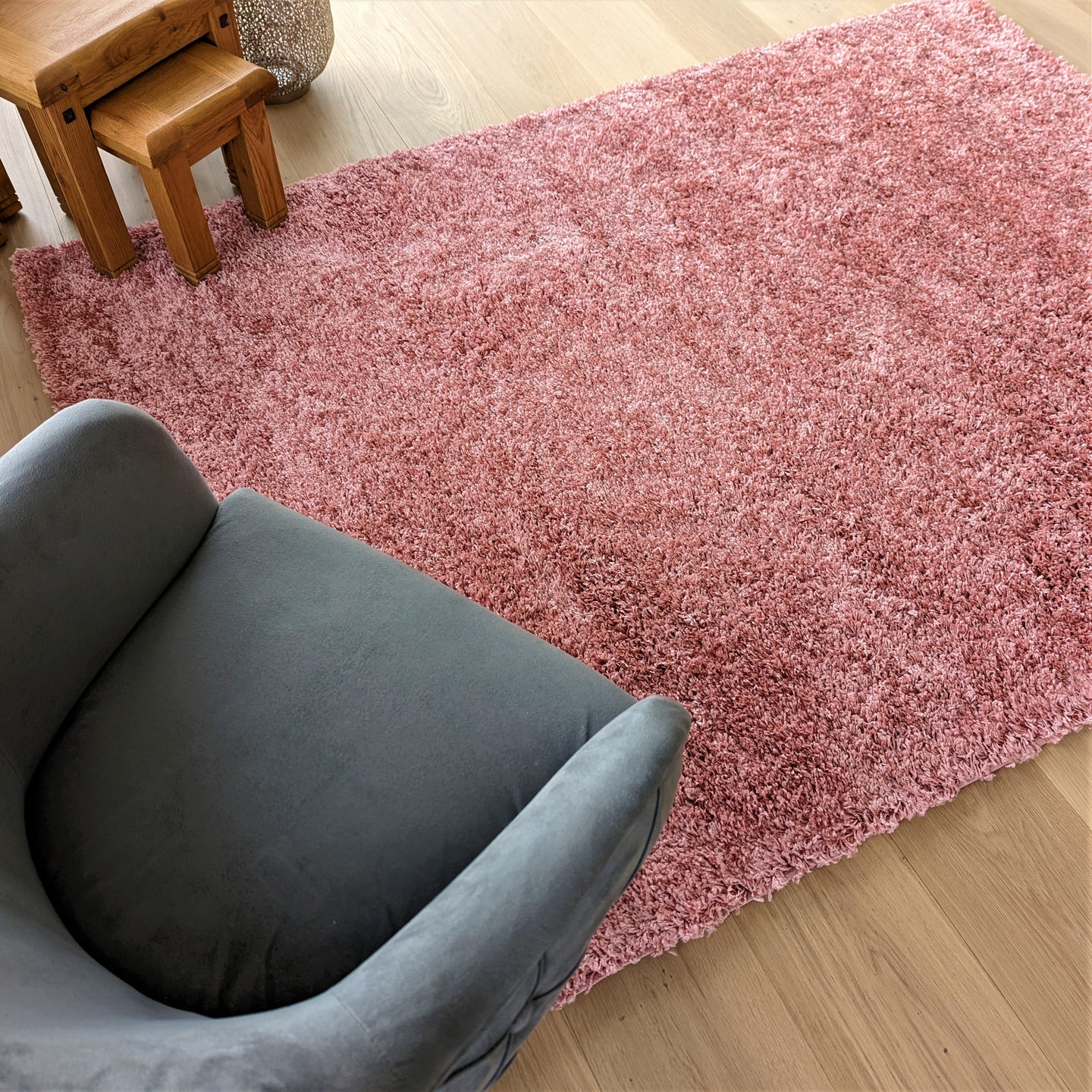 Blush Pink Cosy Shaggy Rug - Gallery