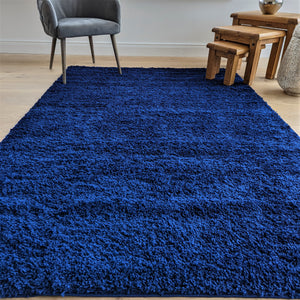 Navy Blue Deep Non Shedding Shaggy Rug - Gallery