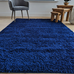 Navy Blue Deep Non Shedding Shaggy Rug - Gallery