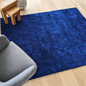 Navy Blue Deep Non Shedding Shaggy Rug - Gallery