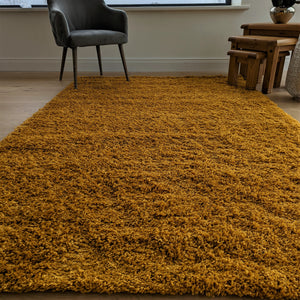 Ochre Yellow Thick Shaggy Rug - Gallery