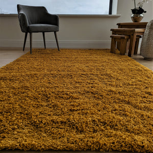 Ochre Yellow Thick Shaggy Rug - Gallery