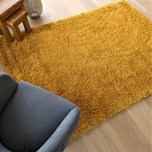 Ochre Yellow Thick Shaggy Rug - Gallery