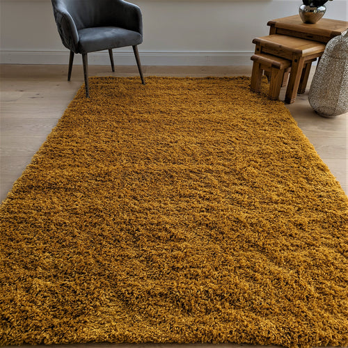 Ochre Yellow Thick Shaggy Rug - Gallery