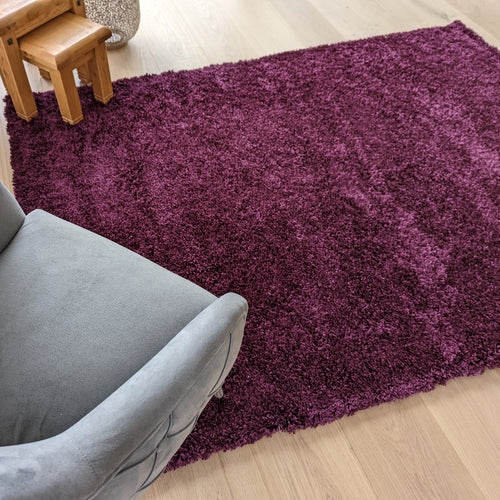 Purple Solid Deep Shaggy Rug - Gallery