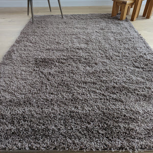Taupe Brown Plain Shaggy Rug - Gallery
