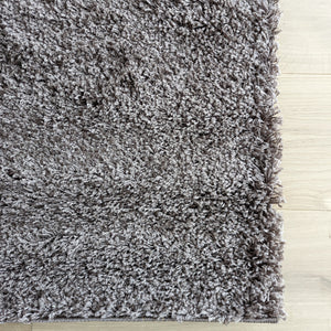 Taupe Brown Plain Shaggy Rug - Gallery