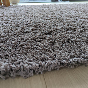 Taupe Brown Plain Shaggy Rug - Gallery