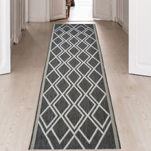 Load image into Gallery viewer, Grey Moroccan Trellis Washable Outdoor Rug - Ota