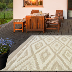 Natural Diamond Geometric Indoor Outdoor Rug - Hydraflex