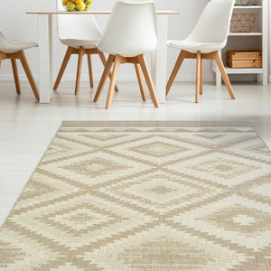 Natural Diamond Geometric Indoor Outdoor Rug - Hydraflex