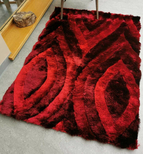 Red Shimmering High Pile Shaggy Rug - Hackney