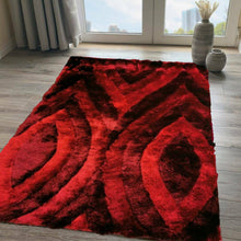 Load image into Gallery viewer, Red Shimmering High Pile Shaggy Rug - Hackney