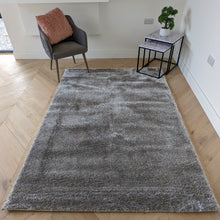 Load image into Gallery viewer, Grey Shimmering Polyester Shaggy Rug
