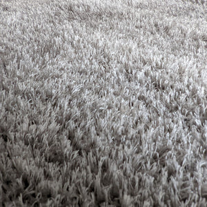 Grey Shimmering Polyester Shaggy Rug