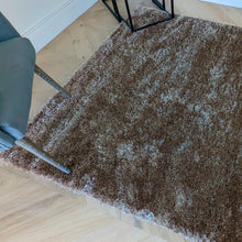 Load image into Gallery viewer, Latte Shimmering Polyester Shaggy Rug - Heavy Deco