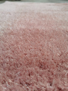 Blush Pink Shimmering Polyester Shaggy Rug - Heavy Deco