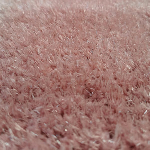 Blush Pink Shimmering Polyester Shaggy Rug - Heavy Deco