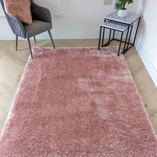 Load image into Gallery viewer, Blush Pink Shimmering Polyester Shaggy Rug - Heavy Deco