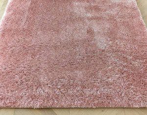 Blush Pink Shimmering Polyester Shaggy Rug - Heavy Deco