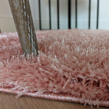 Load image into Gallery viewer, Blush Pink Shimmering Polyester Shaggy Rug - Heavy Deco