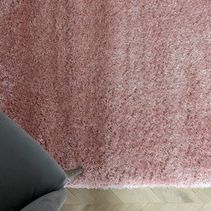 Blush Pink Shimmering Polyester Shaggy Rug - Heavy Deco