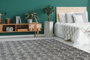 Grey Flecked Geometric Flatweave Rug - Neptune