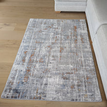 Load image into Gallery viewer, Grey and Terra Polyester Abstract Flatweave Rug - Orion